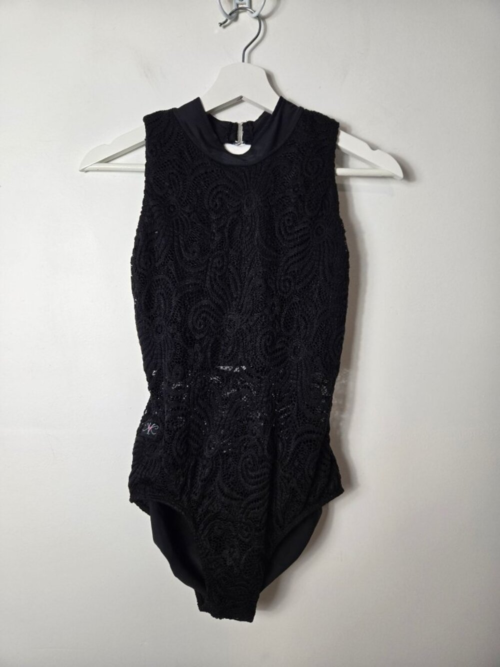 Kandi Kouture Ari’s Lace Leotard Size L Teen Black Lined Dancewear Laced